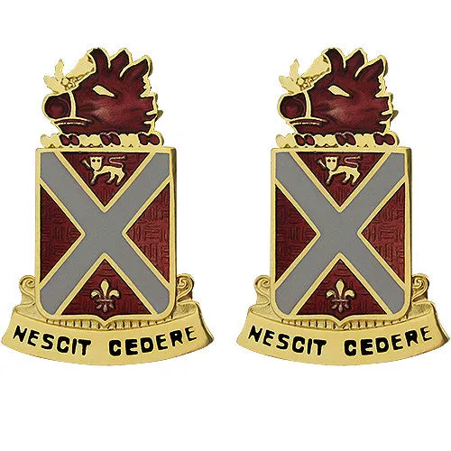 118th Field Artillery Regiment Unit Crest (Nescit Cedere) - Sold in Pairs