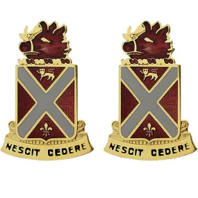118th Field Artillery Regiment Unit Crest (Nescit Cedere) - Sold in Pairs