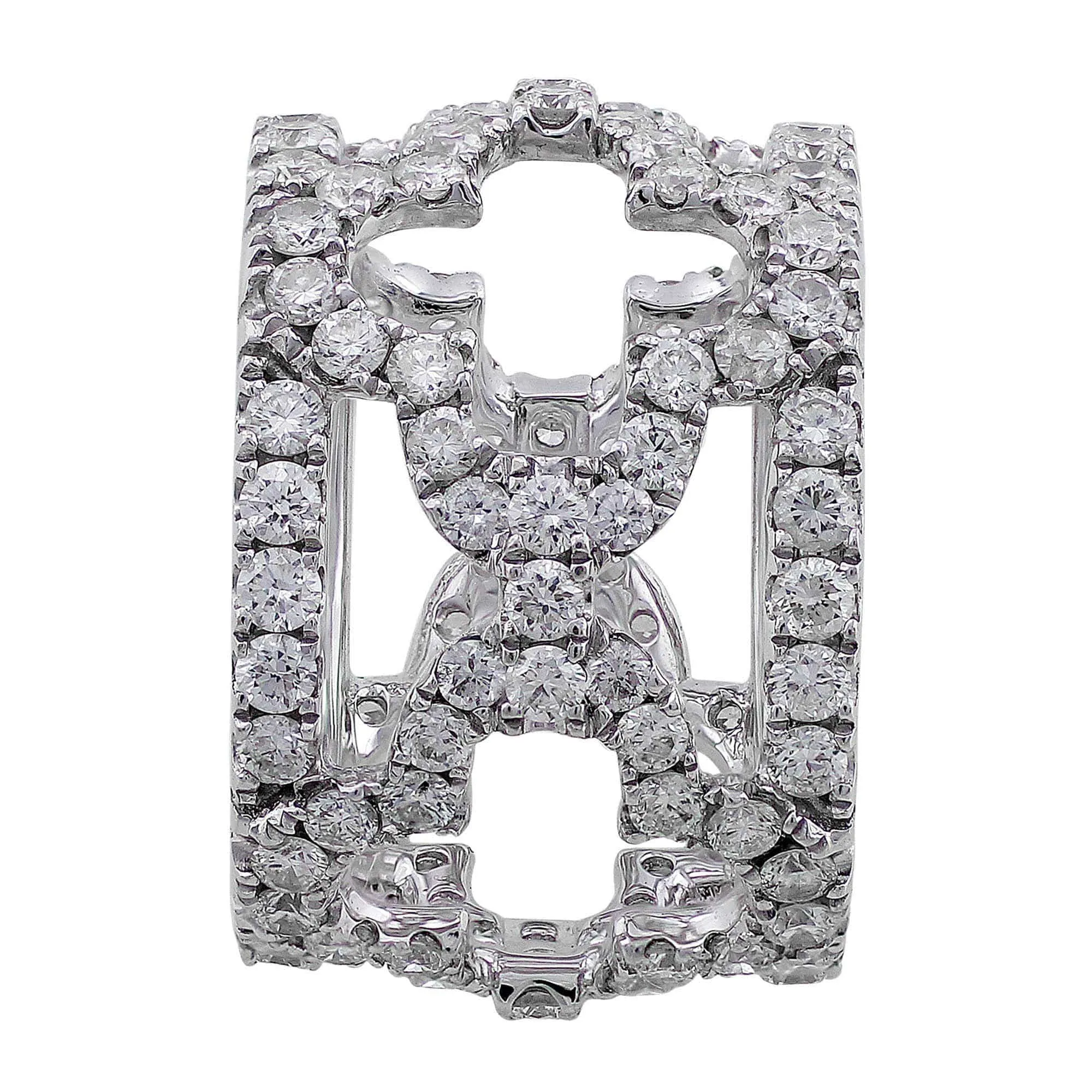 18k White Gold Floral Pave Diamond Ring