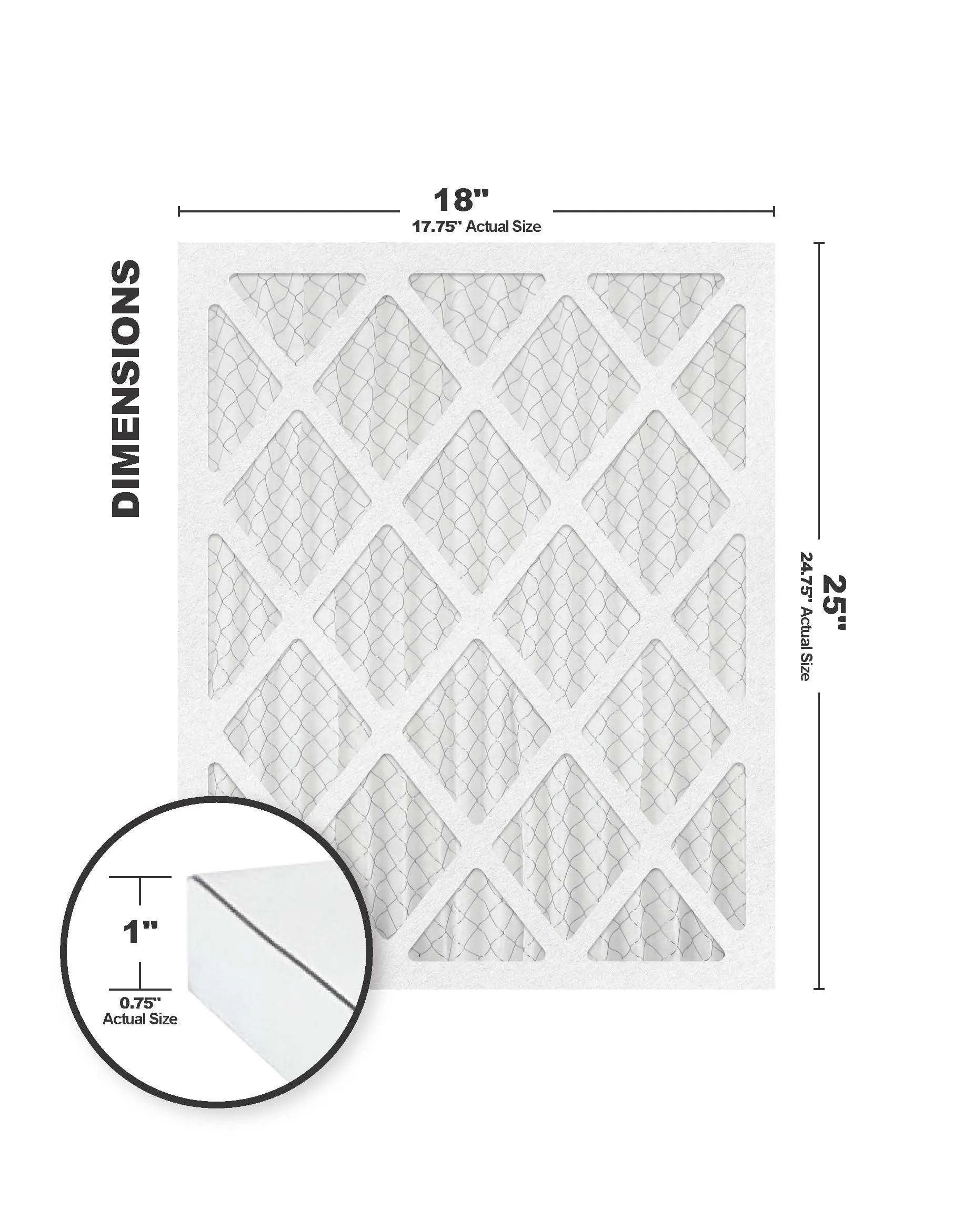 18x25x1 (17.75 x 24.75) MERV 13 Filter (6-Pack)