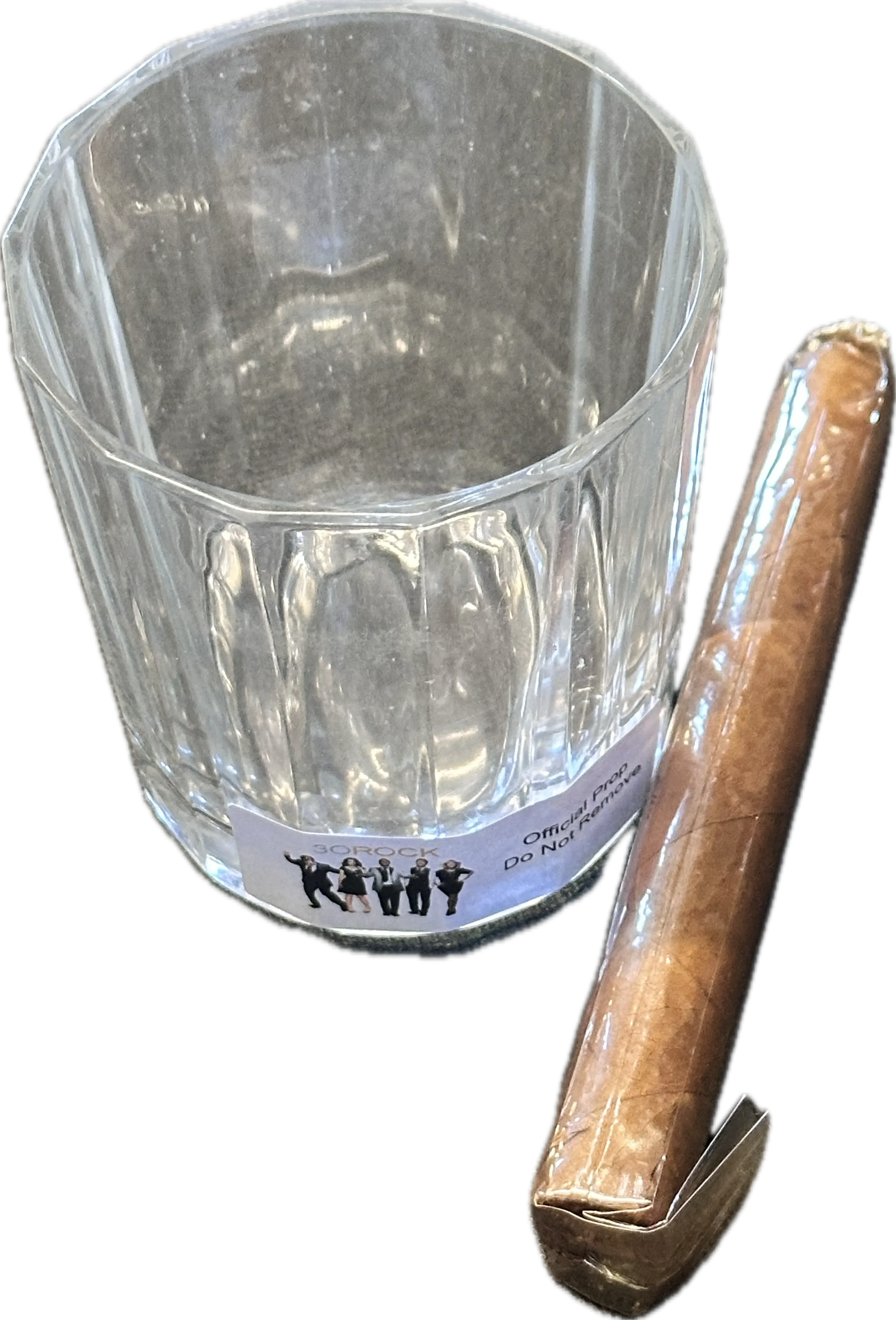 30 ROCK: Jack Donaghy's Lined Scotch Glass from Italy and Cuban Cigar Prop