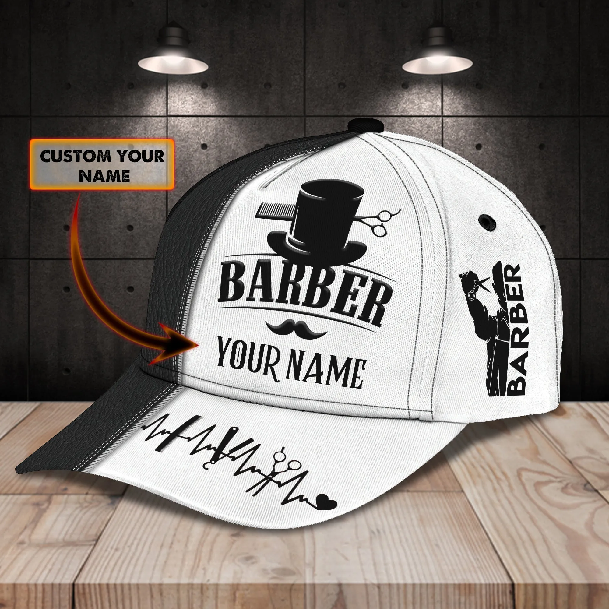 3D Classic Cap Barber2 Personalized Name Cap Namashops