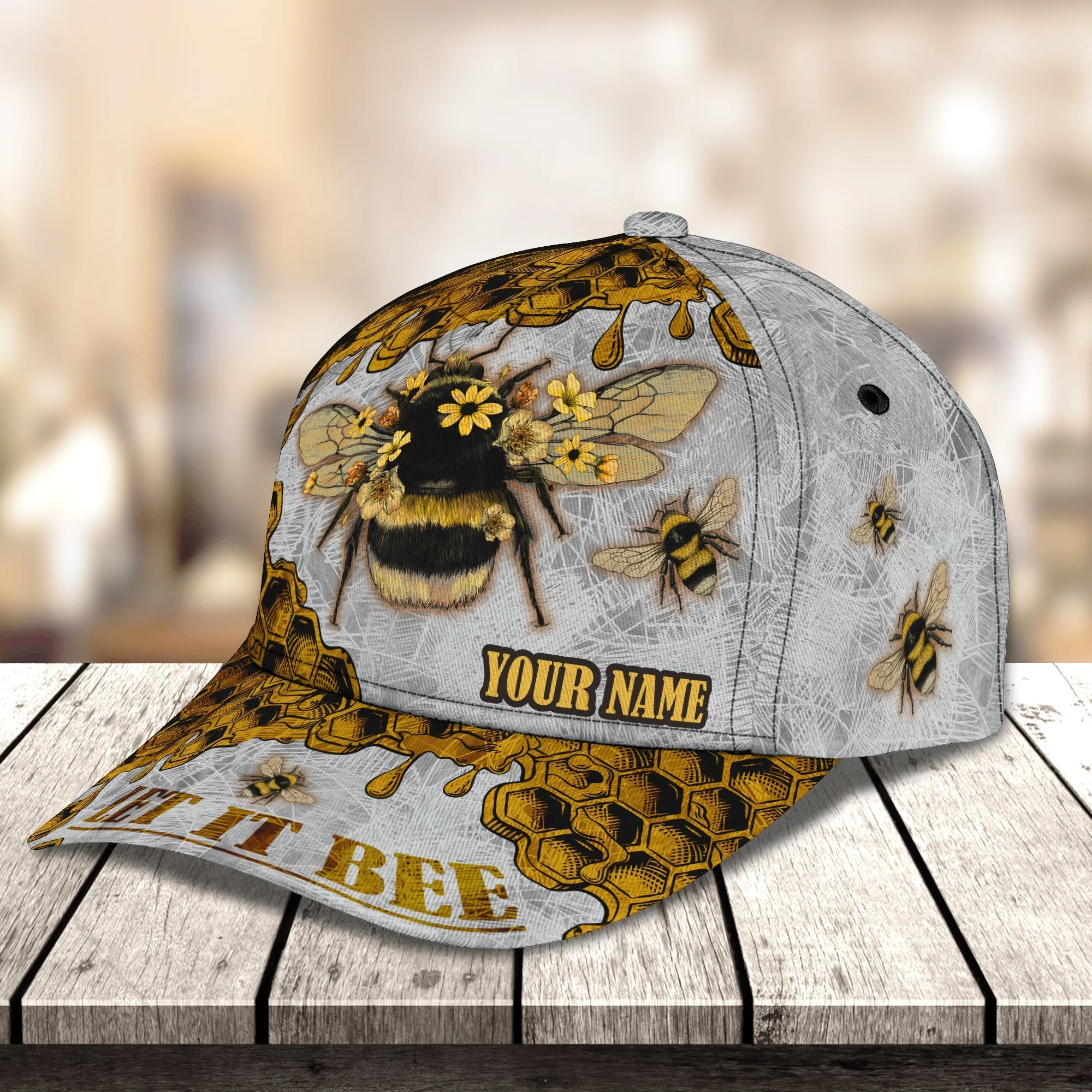3D Classic Cap Bee 01 (New) Personalized Name Cap Namashops