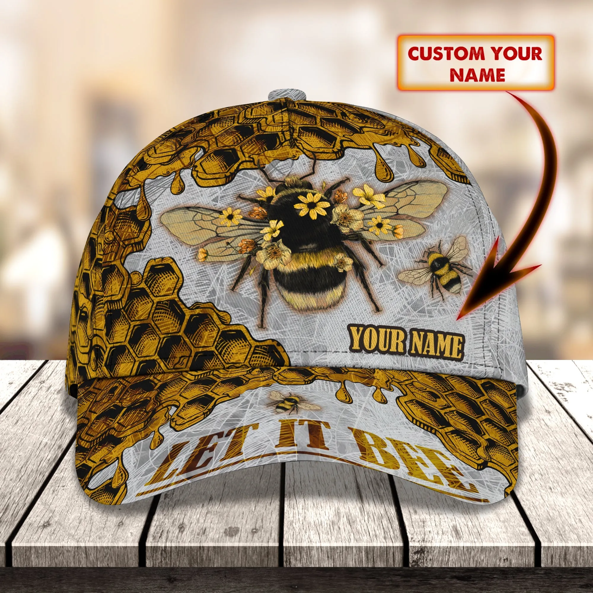 3D Classic Cap Bee 01 (New) Personalized Name Cap Namashops
