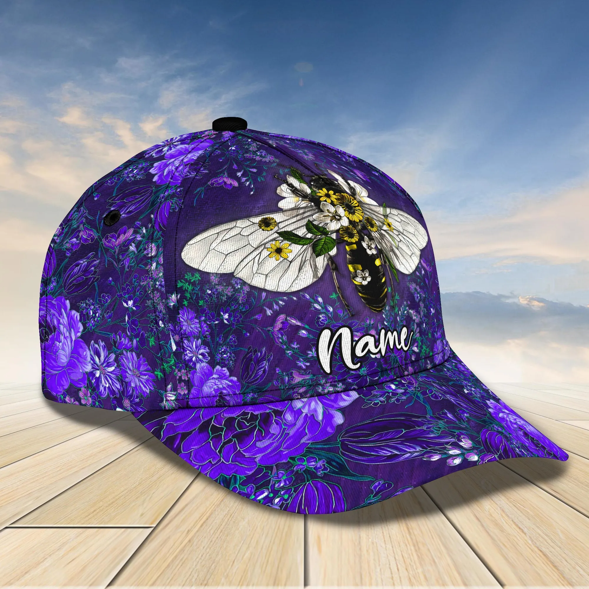 3D Classic Cap Bee Purple Personalized Name Cap Namacap084 Namashops