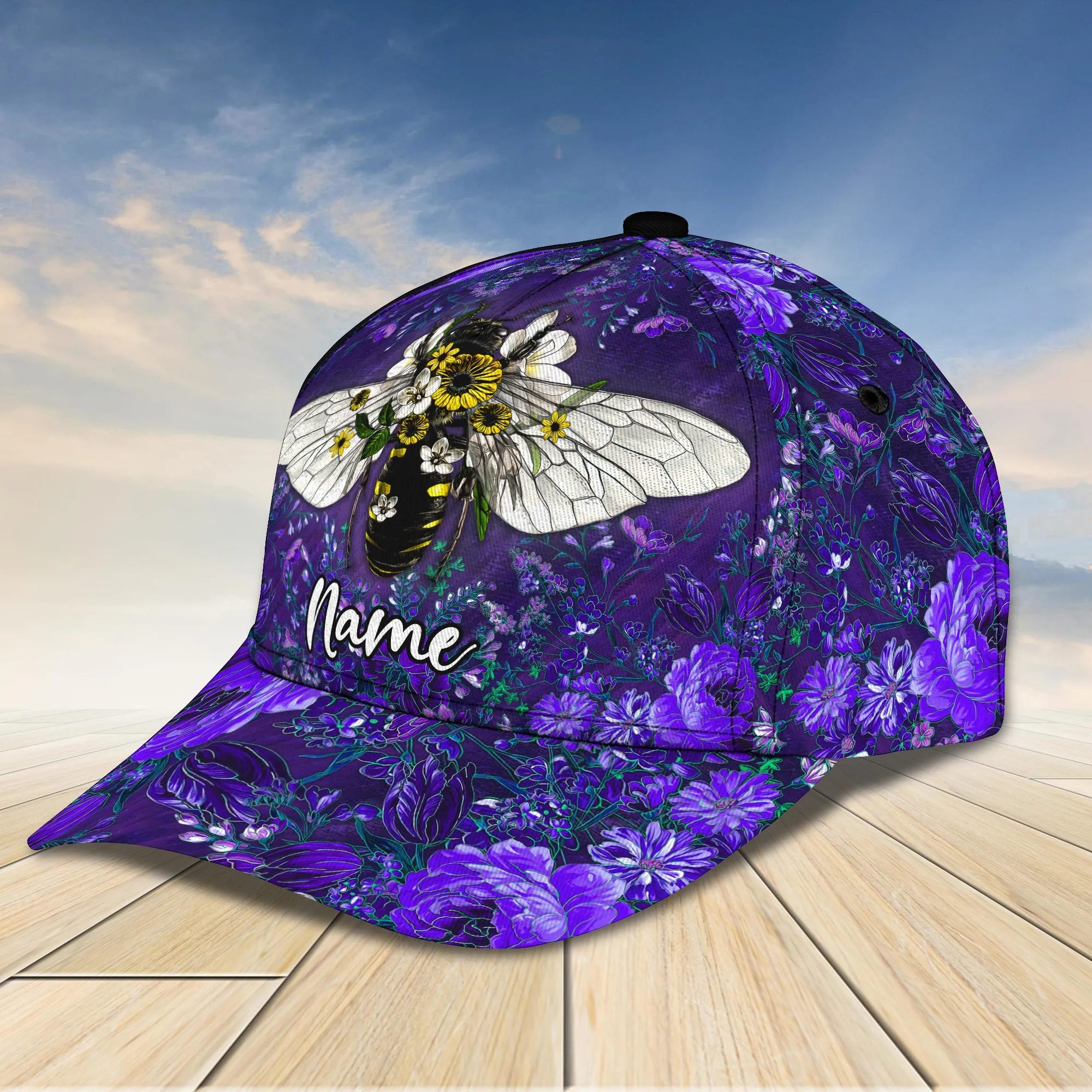 3D Classic Cap Bee Purple Personalized Name Cap Namacap084 Namashops