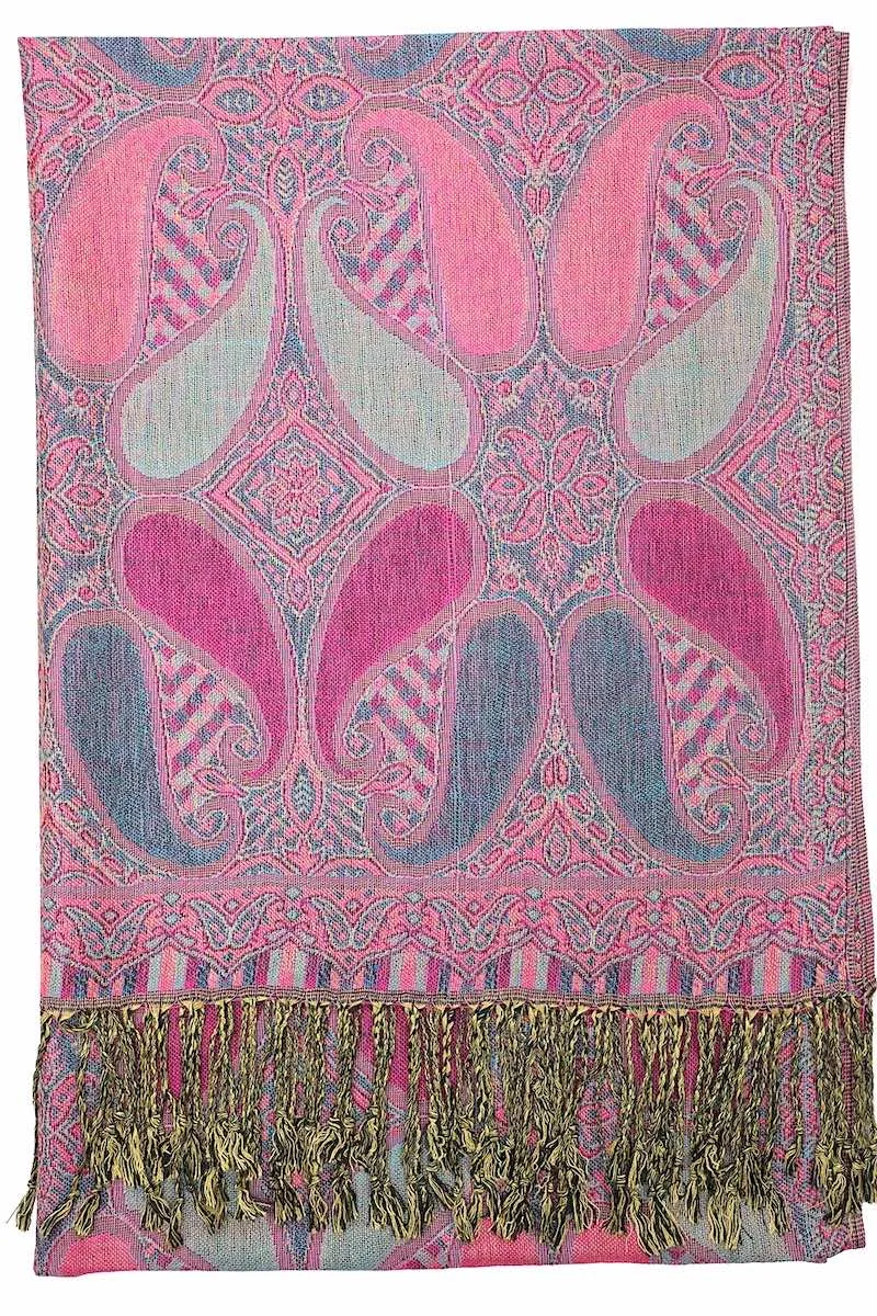 Achillea Fuchsia Multi Color Paisley Pashmina