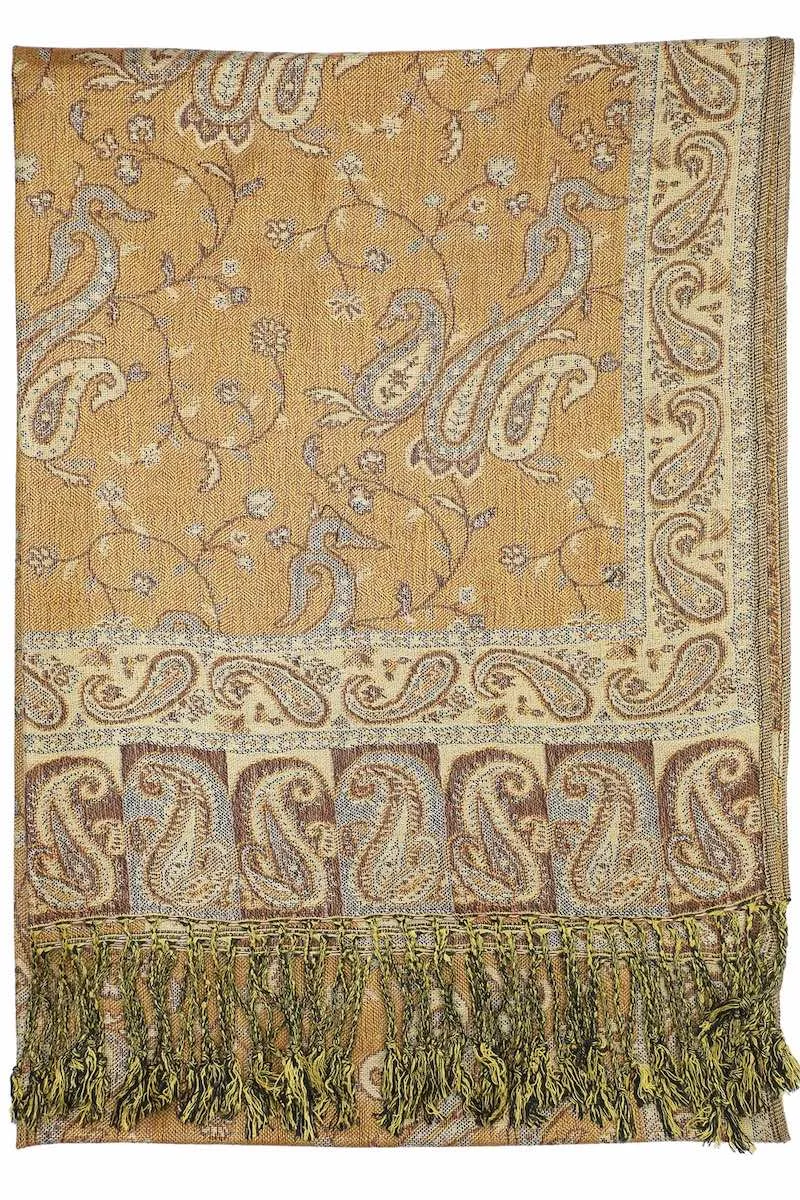 Achillea Grey Bronze Reversible Paisley Pashmina