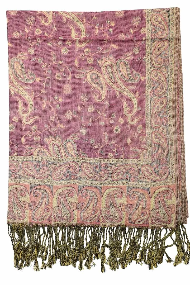 Achillea Violet Reversible Paisley Pashmina