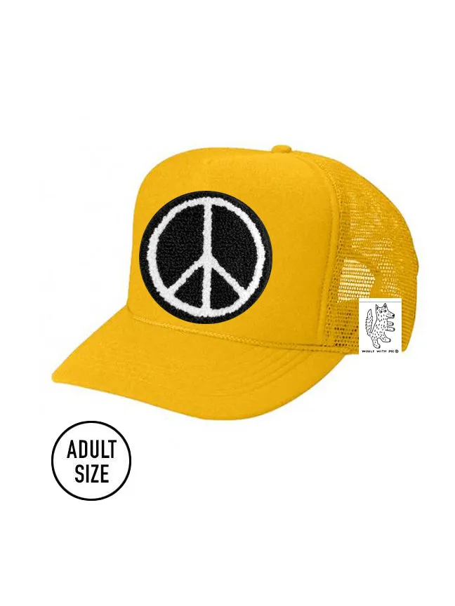 ADULT Trucker Hat with Interchangeable Velcro Patch (Gold)
