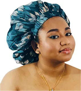 Ankara Silk Satin Bonnet -Gray, Large