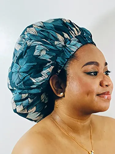 Ankara Silk Satin Bonnet -Gray, Large