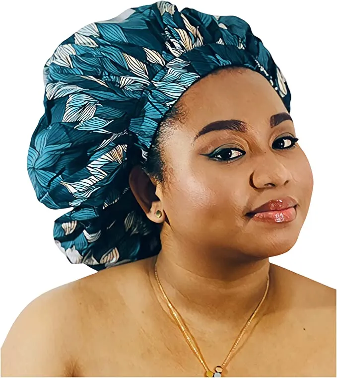 Ankara Silk Satin Bonnet -Gray, Large