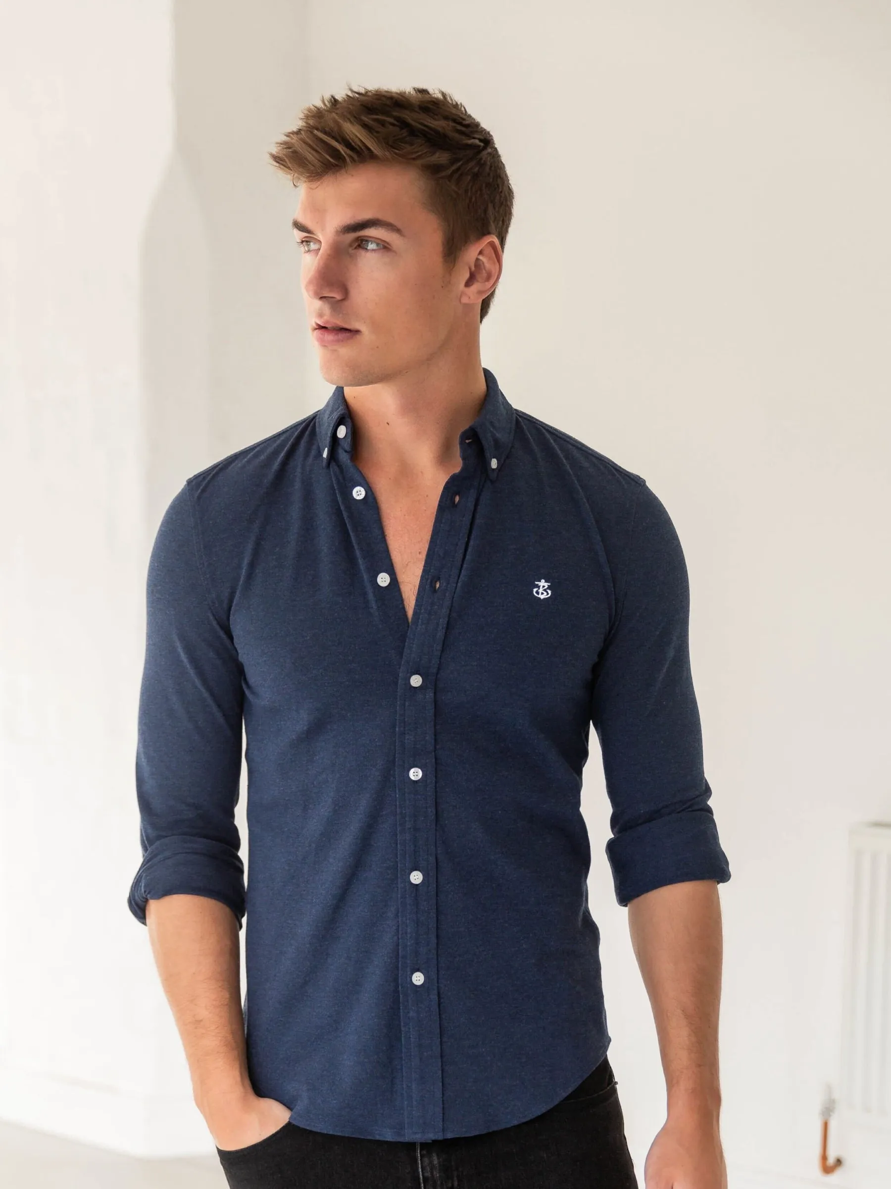 Arlo Soft Stretch Shirt - Navy