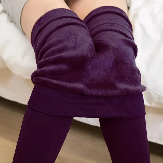 Autumn Winter Cotton Velvet Leggings Women High Waist Side Stripes Sporting Fitness Leggings Pants Warm Thick Leggings