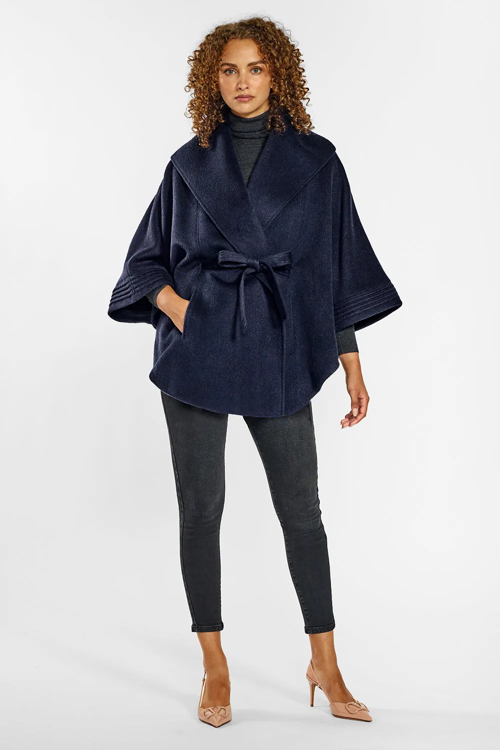 Baby Alpaca Cape with Shawl Collar and Belt