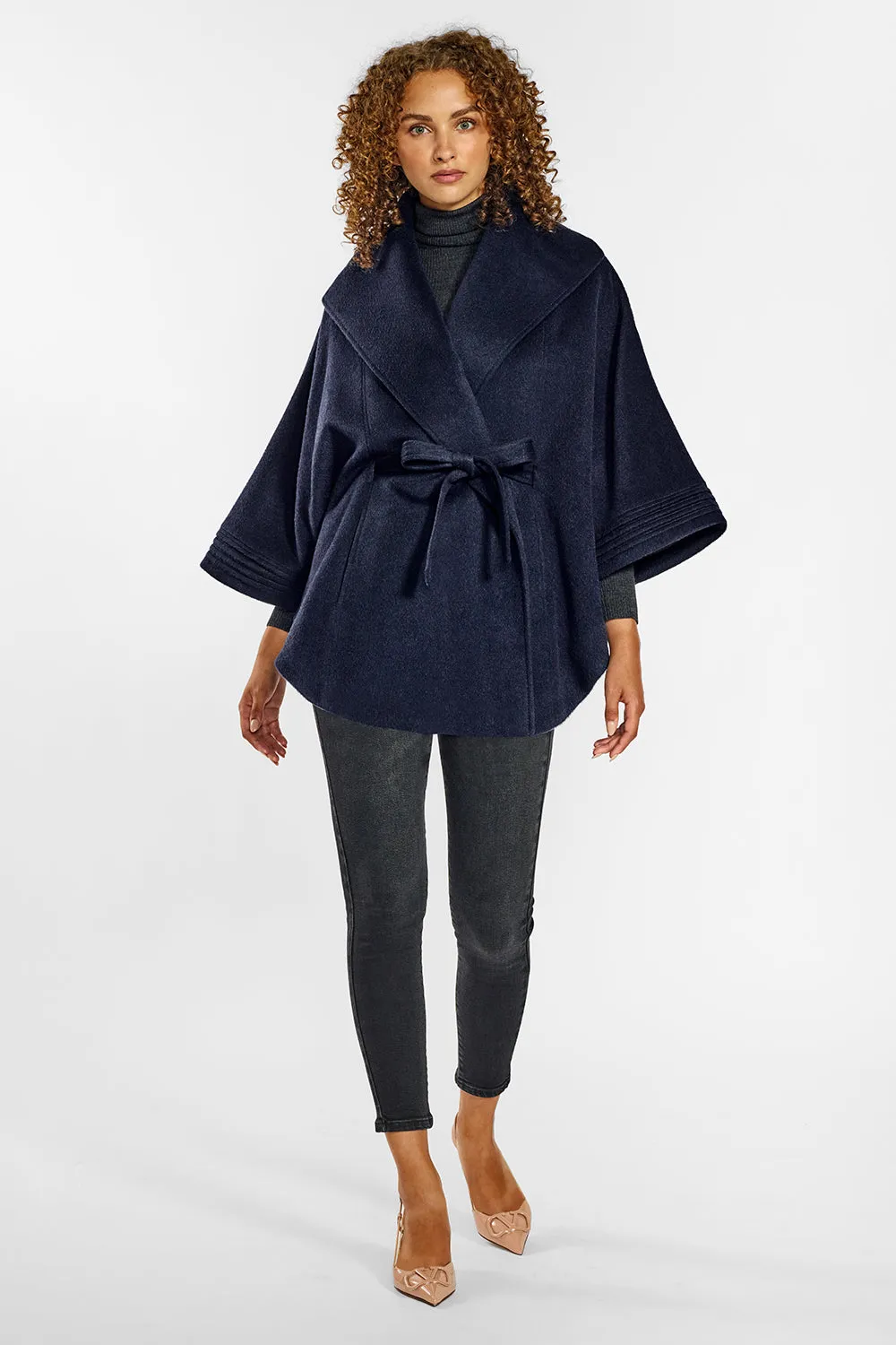 Baby Alpaca Cape with Shawl Collar and Belt