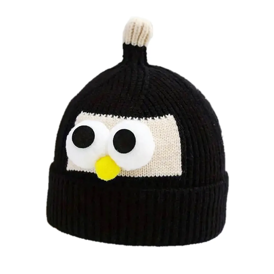 Babymoon Cartoon Angry Birds Woolen Winter Kids Cap Hat | Black