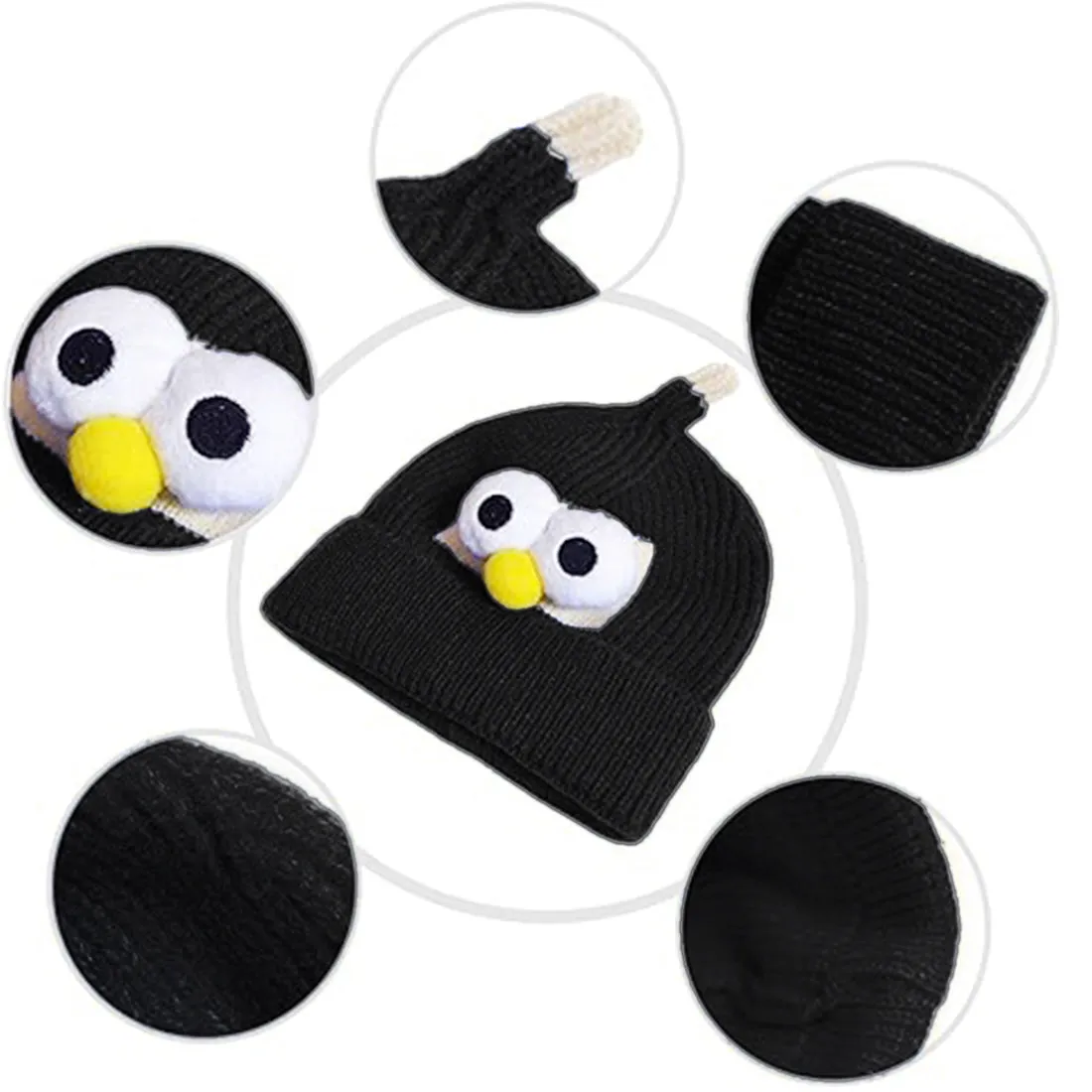 Babymoon Cartoon Angry Birds Woolen Winter Kids Cap Hat | Black