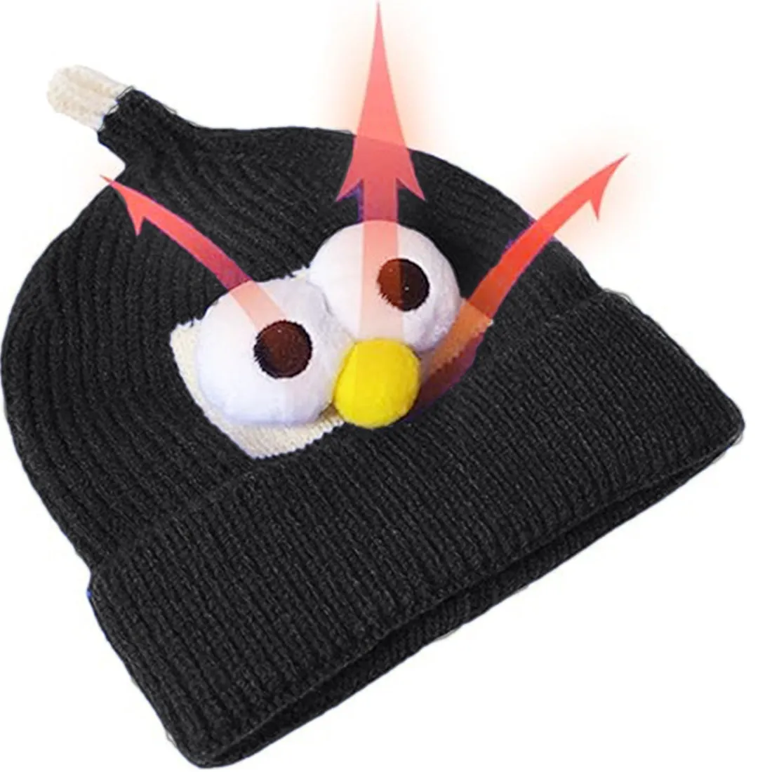 Babymoon Cartoon Angry Birds Woolen Winter Kids Cap Hat | Black
