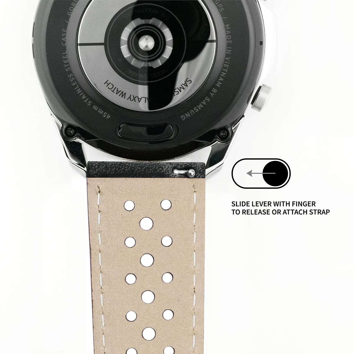 Black Blue Stitch Racing Horween Leather Watch Band (18mm SALE)