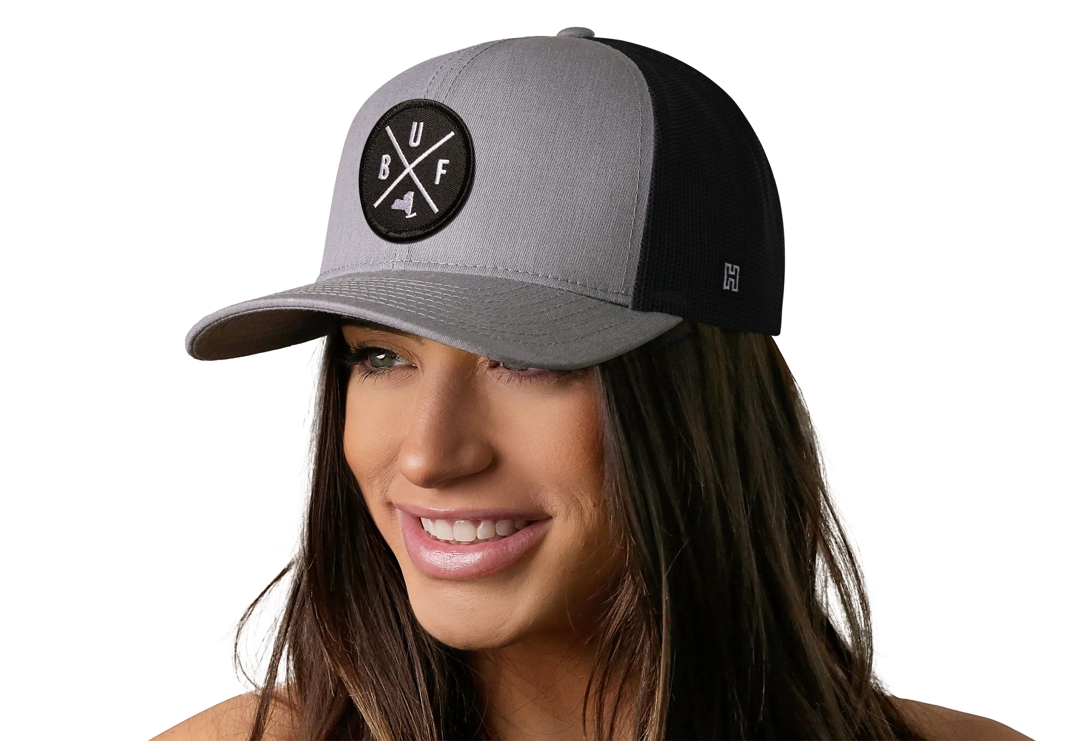 Buffalo Trucker Hat  |  Gray Black BUF Snapback