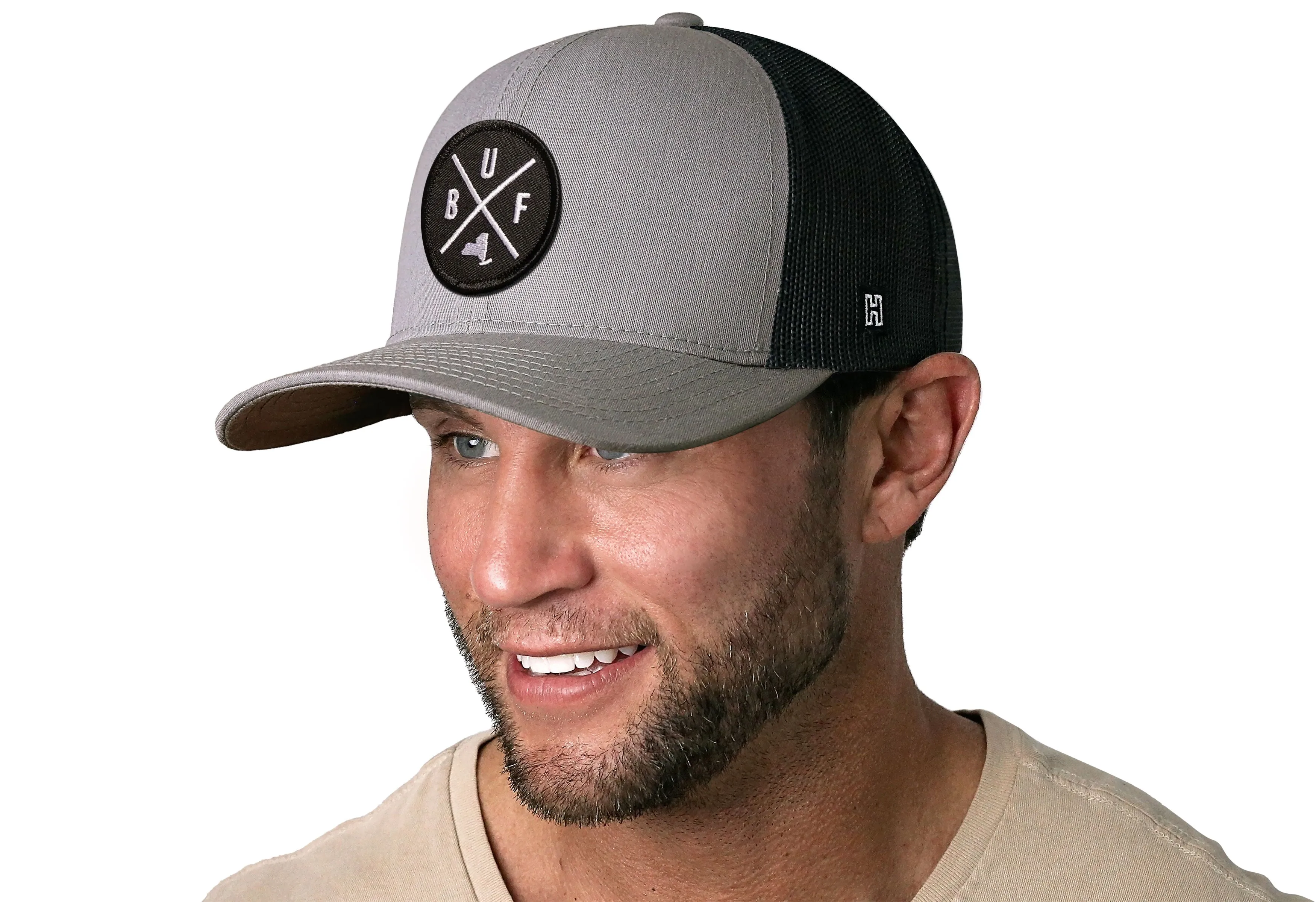 Buffalo Trucker Hat  |  Gray Black BUF Snapback