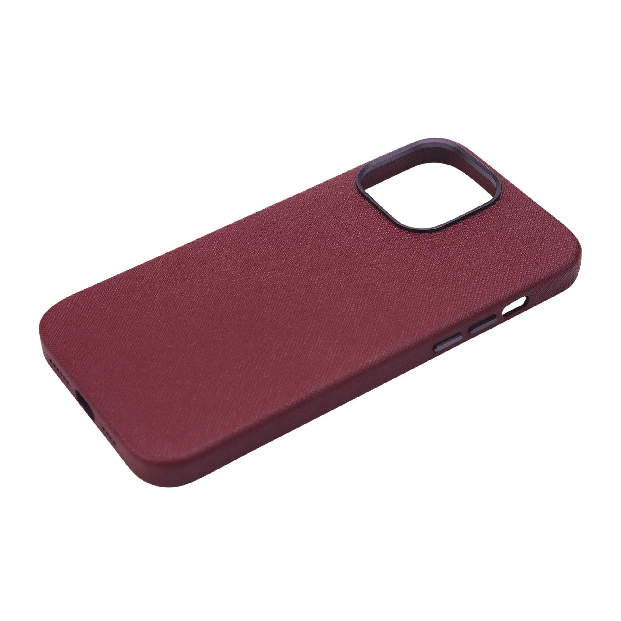 Burgundy - iPhone 13 Series Full Wrap Saffiano Phone Case