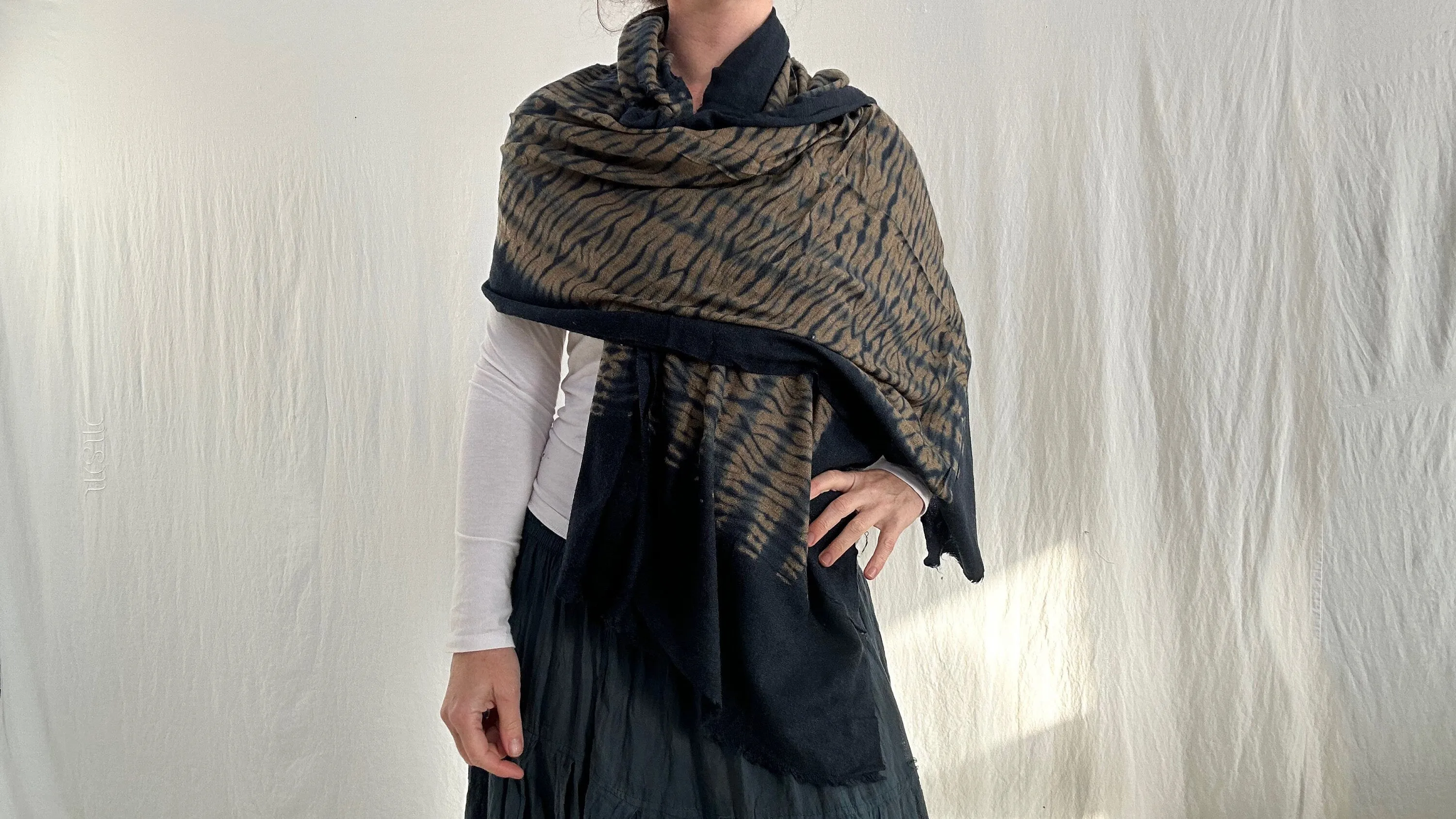 Cashmere & Wool Tie Dye Shawl, Wrap, Scarf. 0772