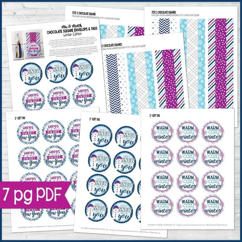 Chocolate Squares Envelops & Tags {WINTER} PRINTABLE