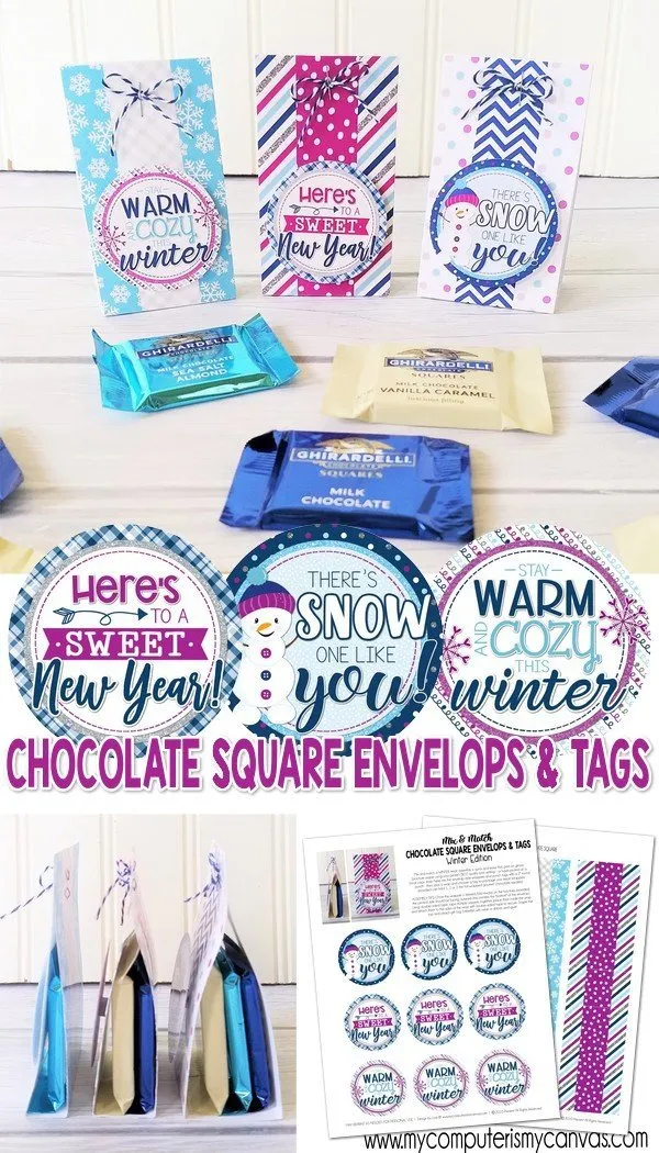 Chocolate Squares Envelops & Tags {WINTER} PRINTABLE