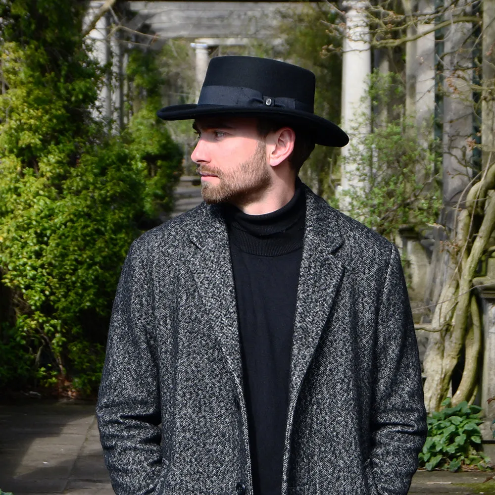 Crushable Wool Felt Gambler Hat - Black