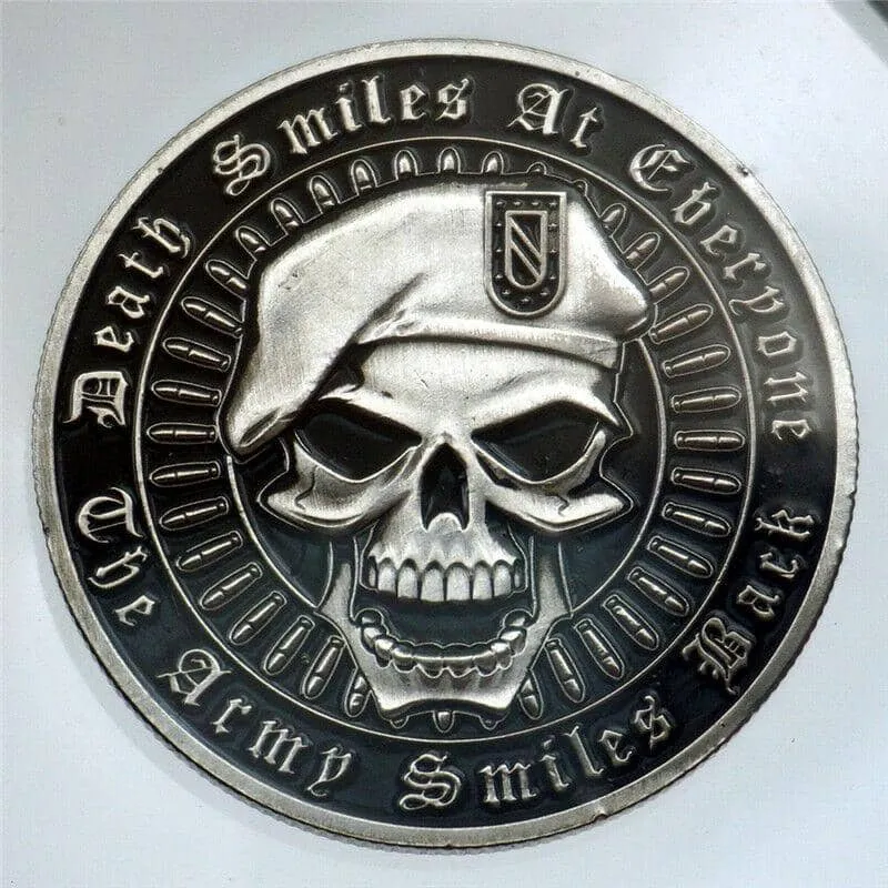 Death Smiles At Everyone The Army Smiles Back Challenge Coin 1-Pack (Single Coin)