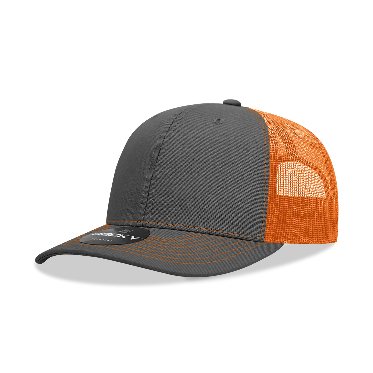 Decky 6031 - 6 Panel Mid Profile Structured Contra-Stitch Trucker Hat - CASE Pricing