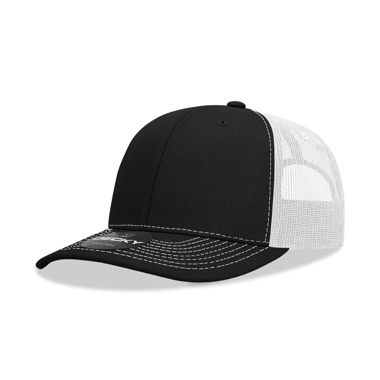 Decky 6031 - 6 Panel Mid Profile Structured Contra-Stitch Trucker Hat - CASE Pricing