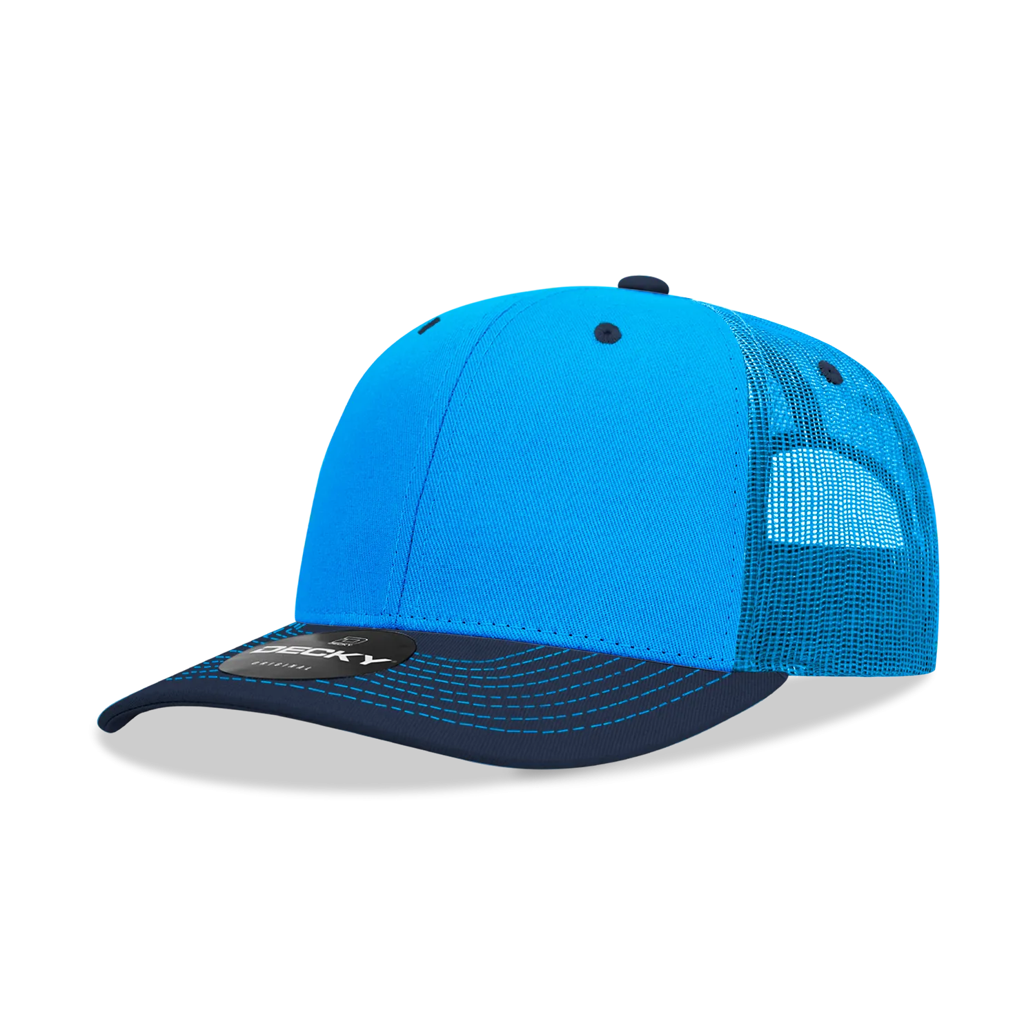 Decky 6031 - 6 Panel Mid Profile Structured Contra-Stitch Trucker Hat - CASE Pricing