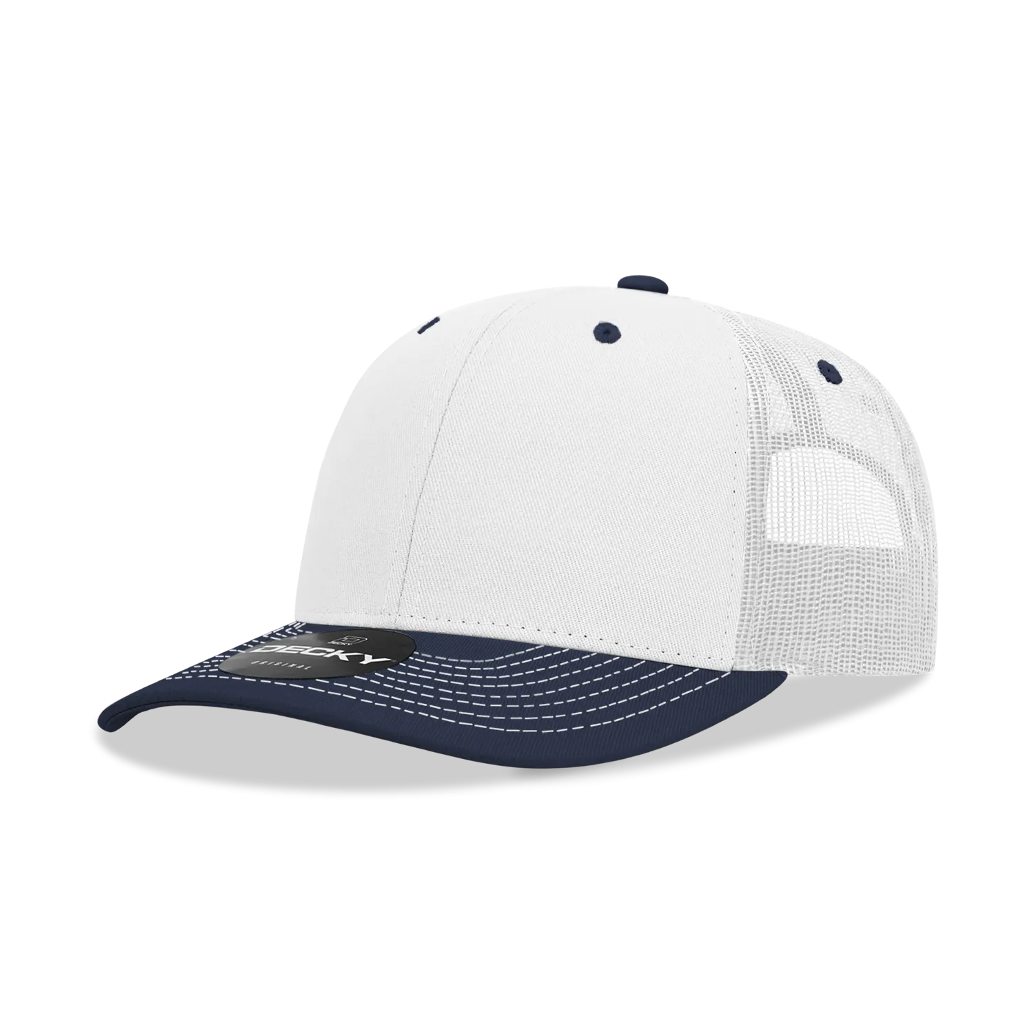 Decky 6031 - 6 Panel Mid Profile Structured Contra-Stitch Trucker Hat - CASE Pricing