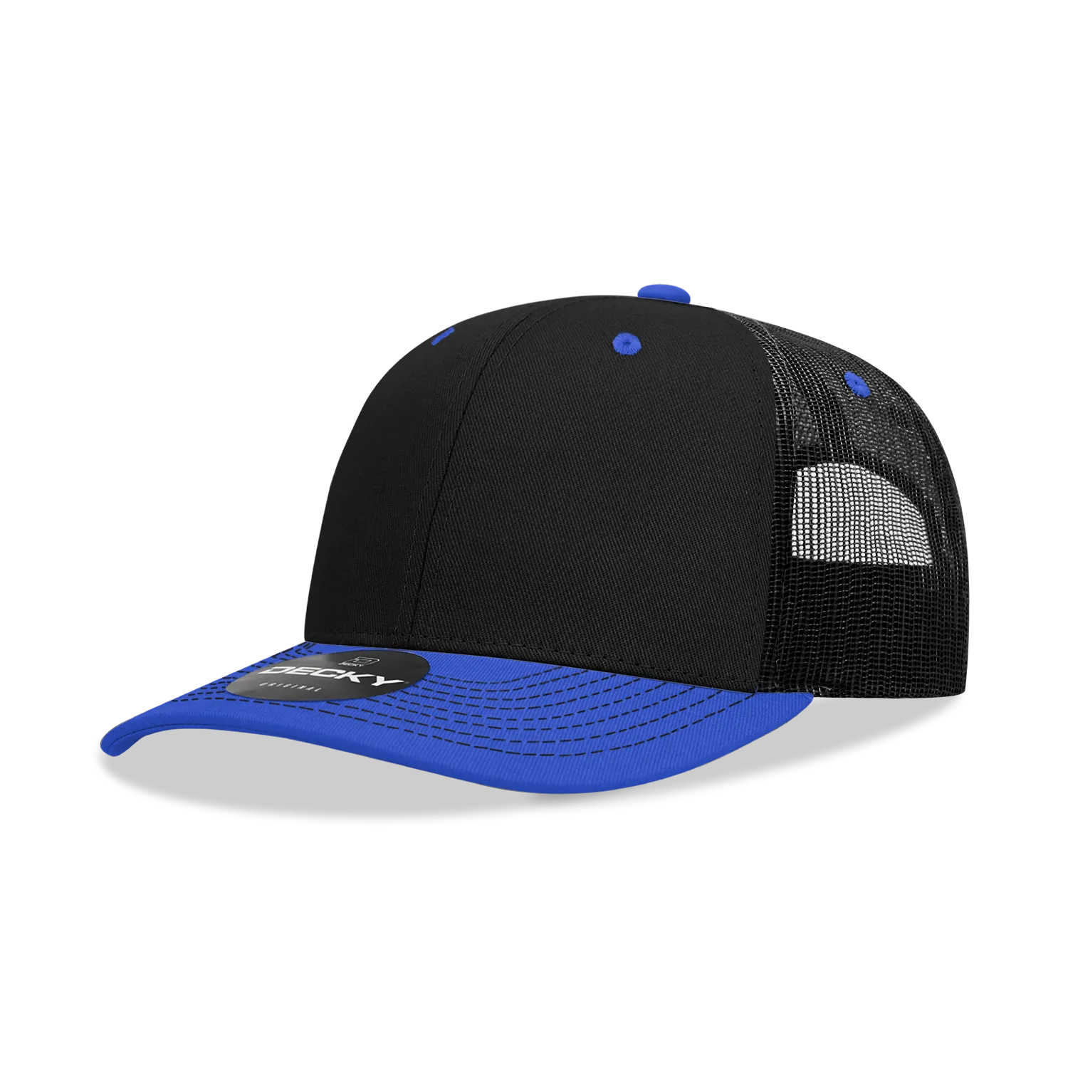 Decky 6031 - 6 Panel Mid Profile Structured Contra-Stitch Trucker Hat - CASE Pricing