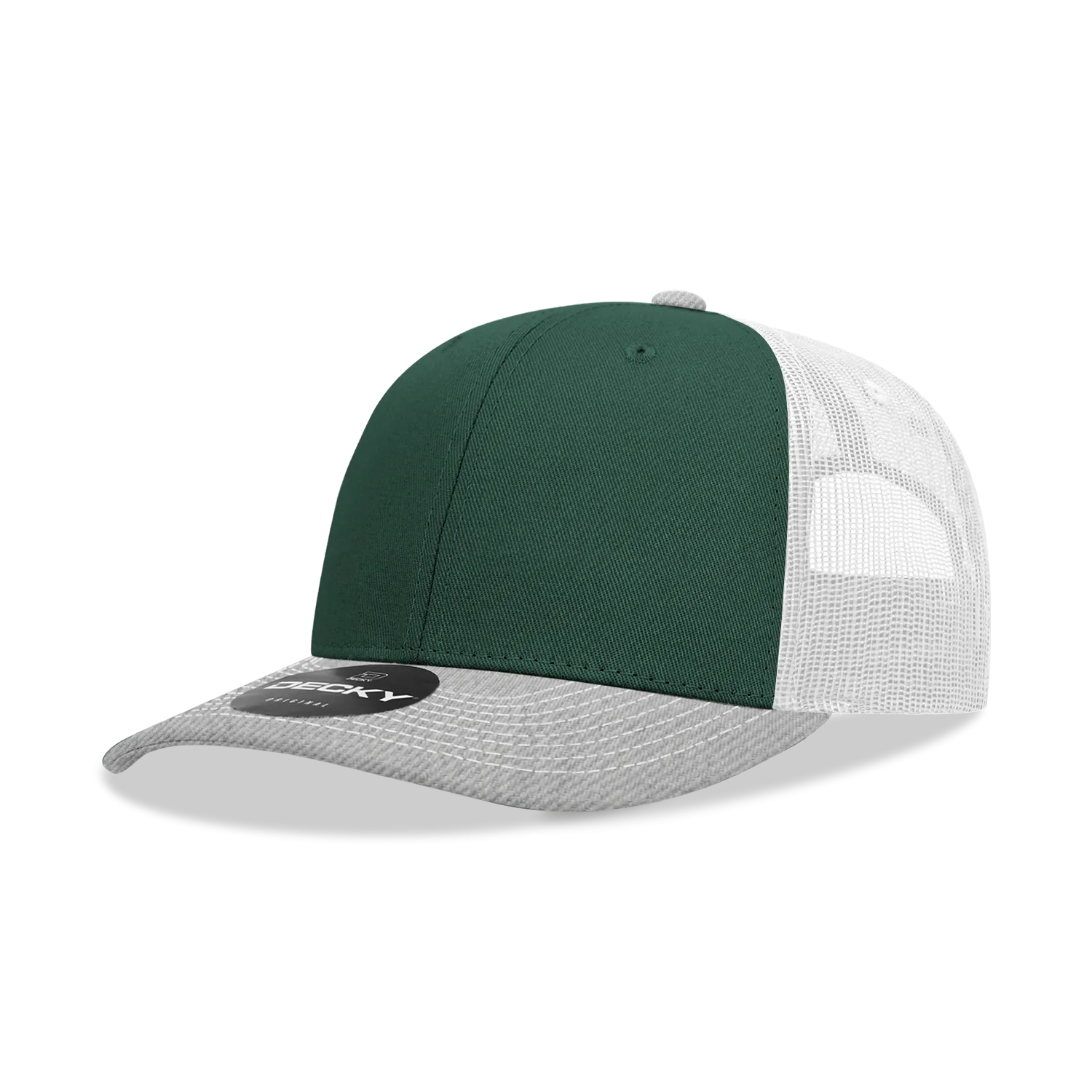 Decky 6031 - 6 Panel Mid Profile Structured Contra-Stitch Trucker Hat - CASE Pricing