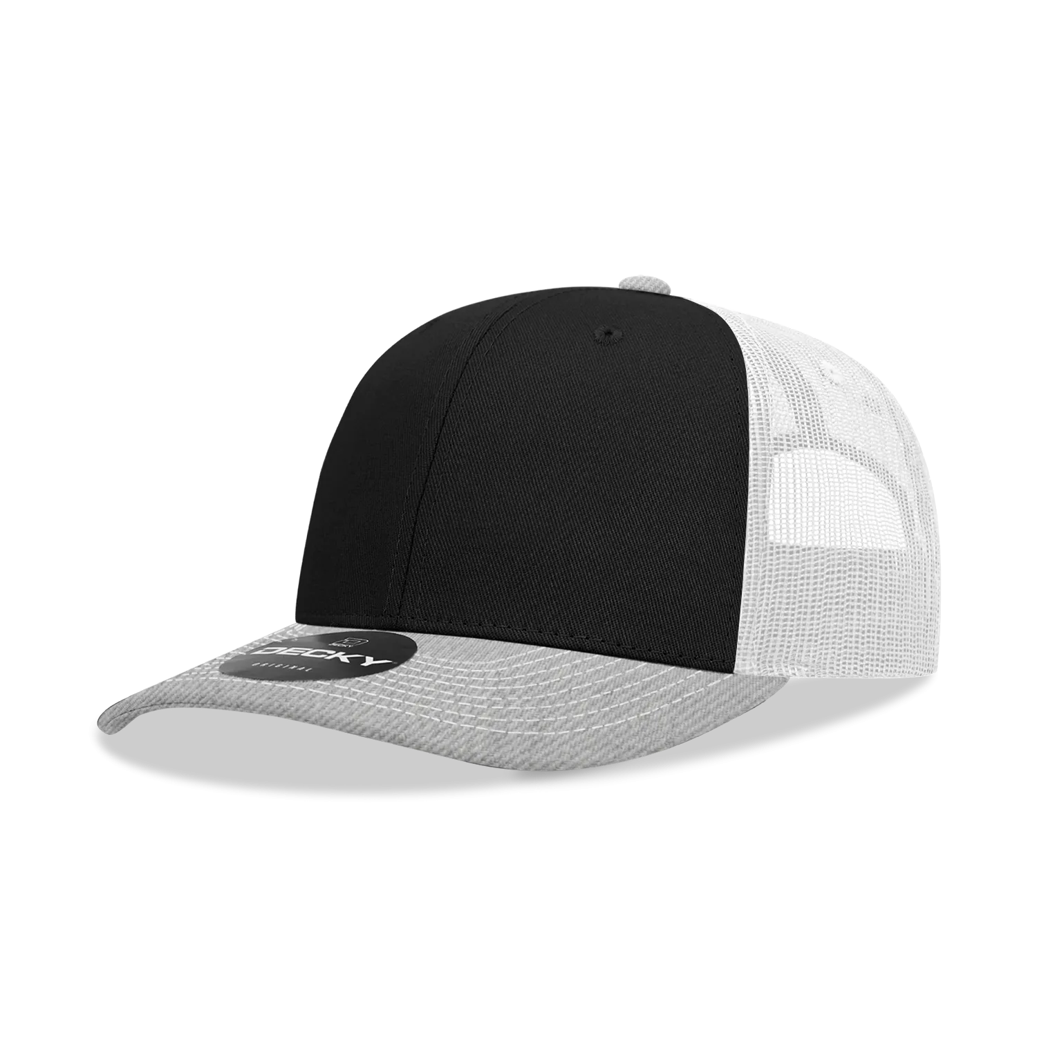 Decky 6031 - 6 Panel Mid Profile Structured Contra-Stitch Trucker Hat - CASE Pricing