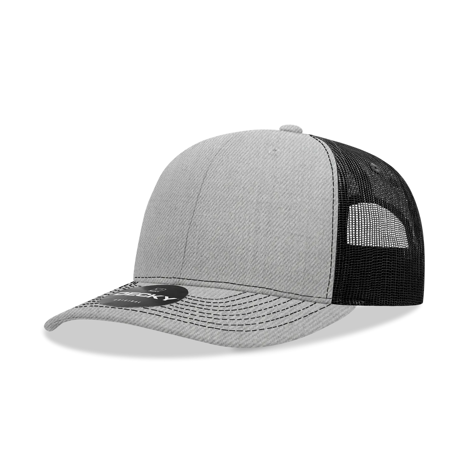 Decky 6031 - 6 Panel Mid Profile Structured Contra-Stitch Trucker Hat - CASE Pricing