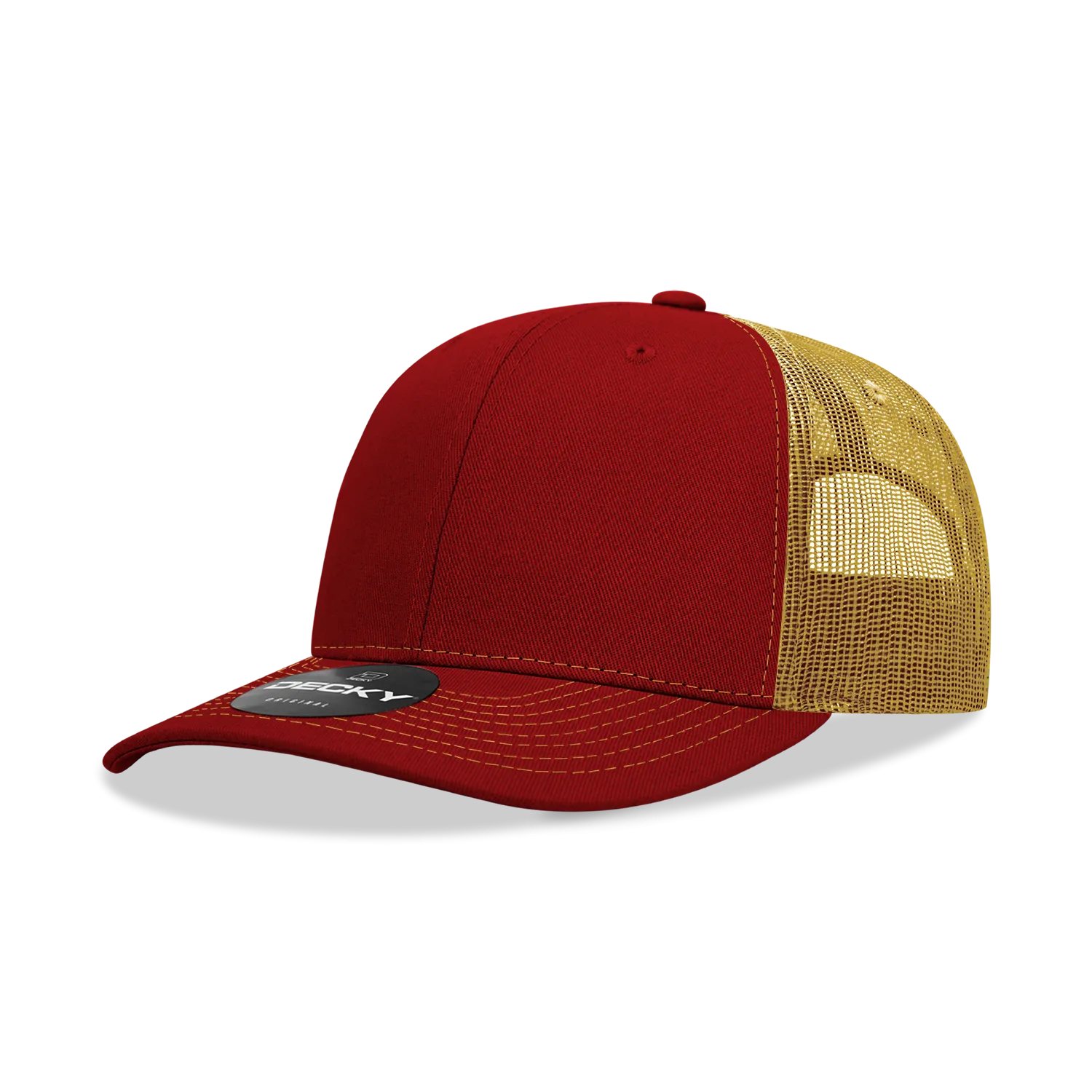 Decky 6031 - 6 Panel Mid Profile Structured Contra-Stitch Trucker Hat - CASE Pricing