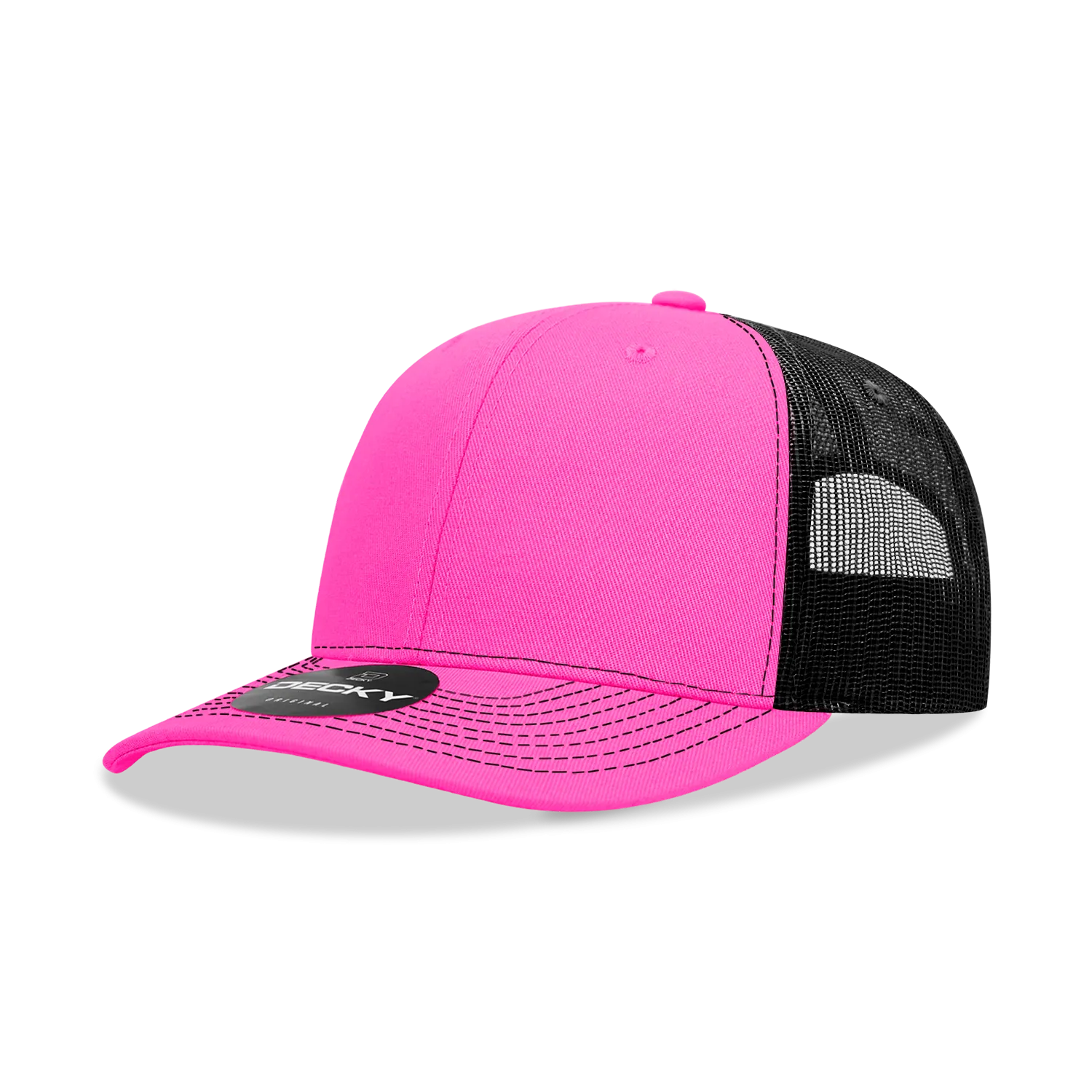 Decky 6031 - 6 Panel Mid Profile Structured Contra-Stitch Trucker Hat - CASE Pricing