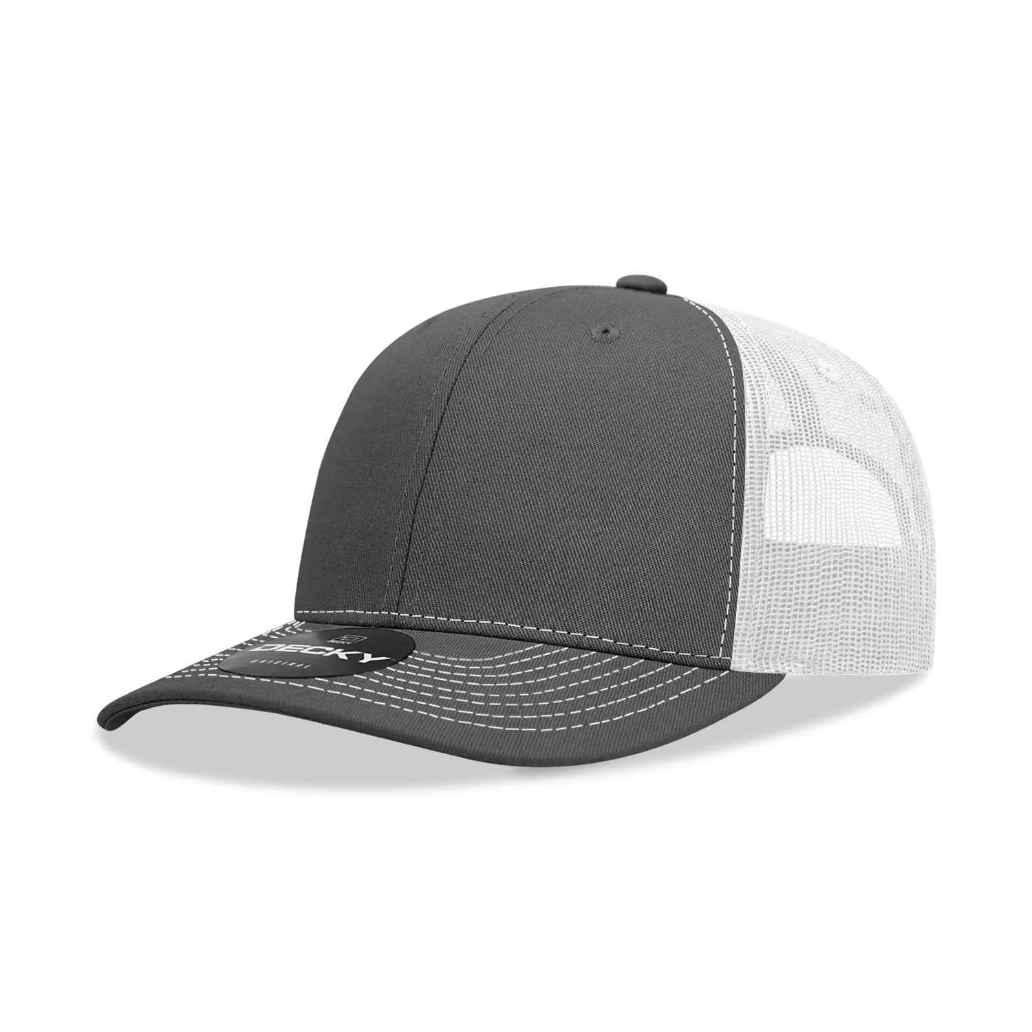 Decky 6031 - 6 Panel Mid Profile Structured Contra-Stitch Trucker Hat - CASE Pricing