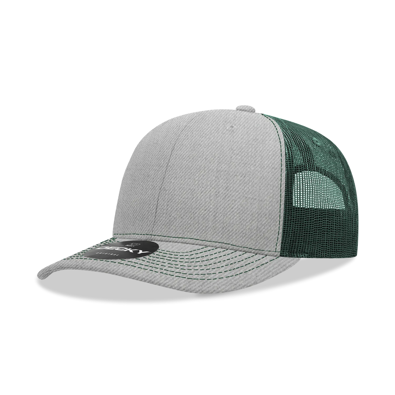 Decky 6031 - 6 Panel Mid Profile Structured Contra-Stitch Trucker Hat - CASE Pricing