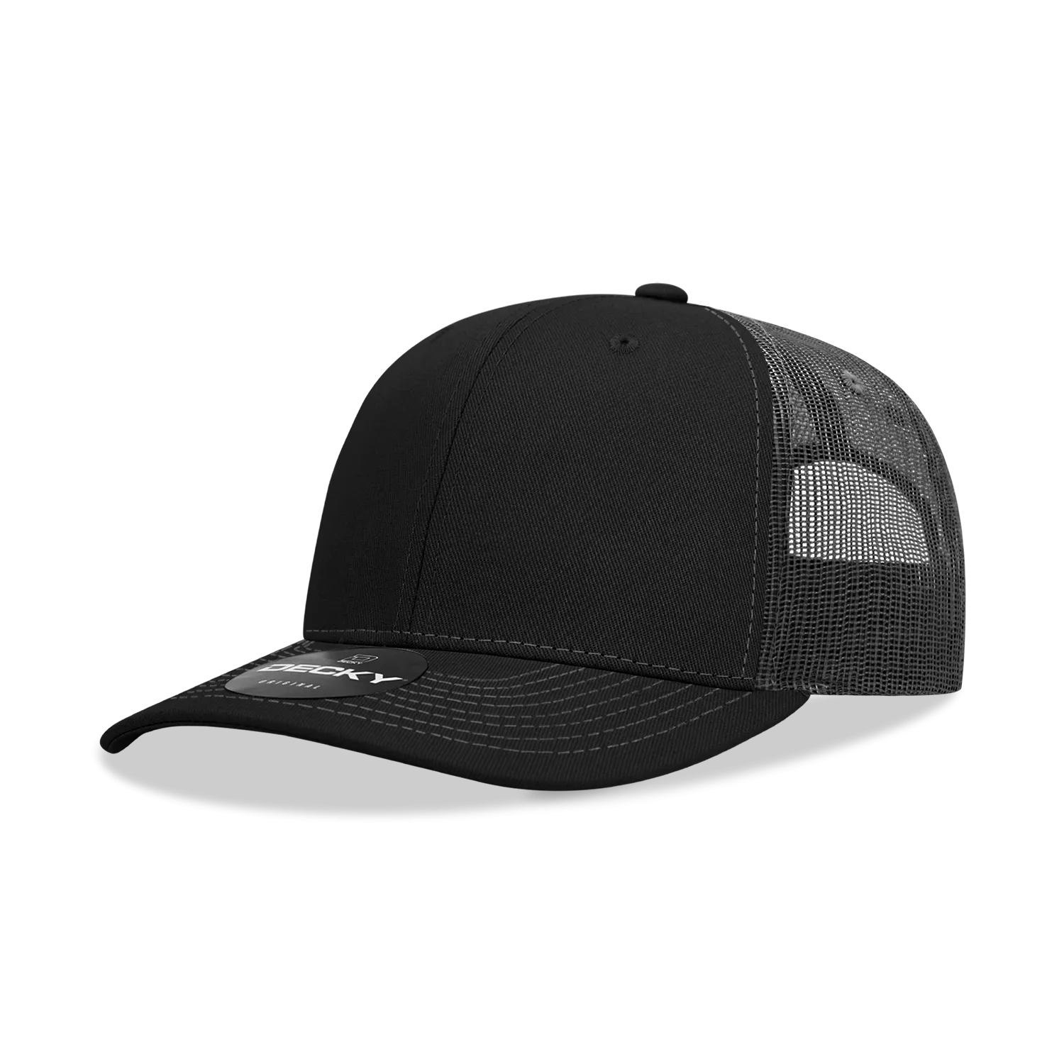 Decky 6031 - 6 Panel Mid Profile Structured Contra-Stitch Trucker Hat - CASE Pricing