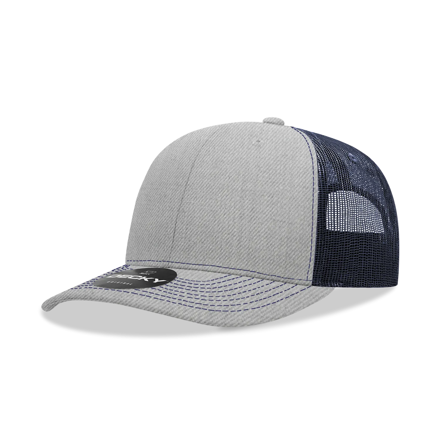 Decky 6031 - 6 Panel Mid Profile Structured Contra-Stitch Trucker Hat - CASE Pricing