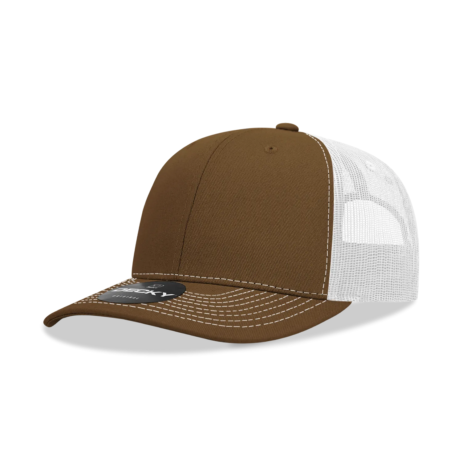 Decky 6031 - 6 Panel Mid Profile Structured Contra-Stitch Trucker Hat - CASE Pricing