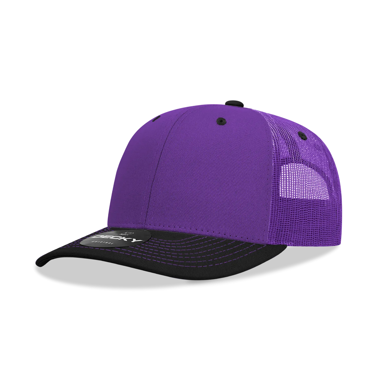 Decky 6031 - 6 Panel Mid Profile Structured Contra-Stitch Trucker Hat - CASE Pricing
