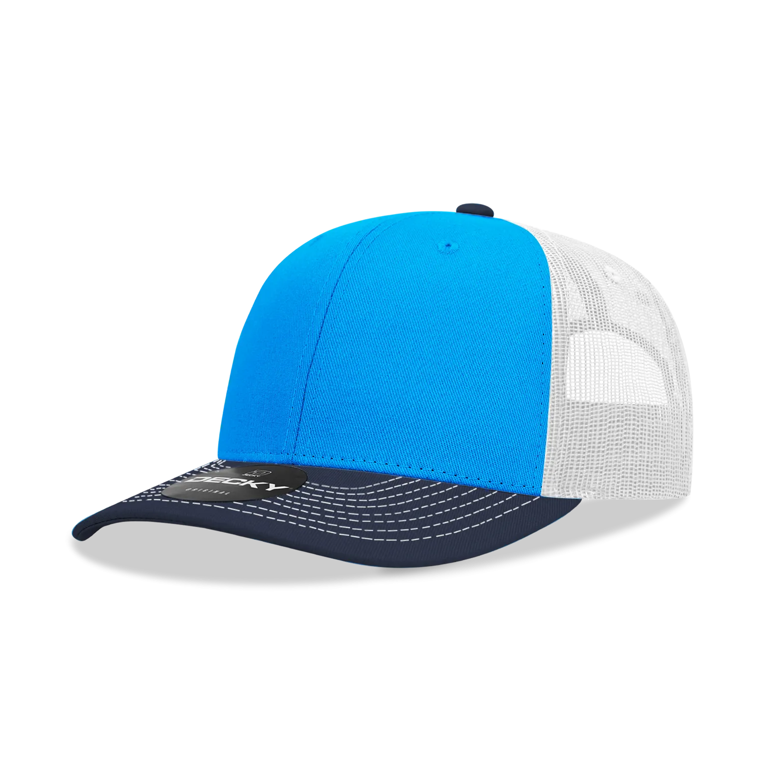 Decky 6031 - 6 Panel Mid Profile Structured Contra-Stitch Trucker Hat - CASE Pricing
